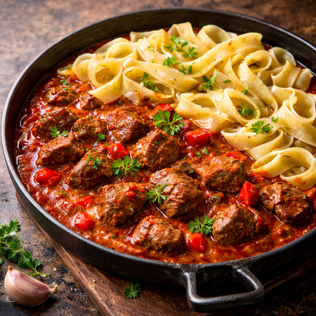 Gulasch mit Bandnudeln und Cannabis Olivenöl ft. $ickSSP